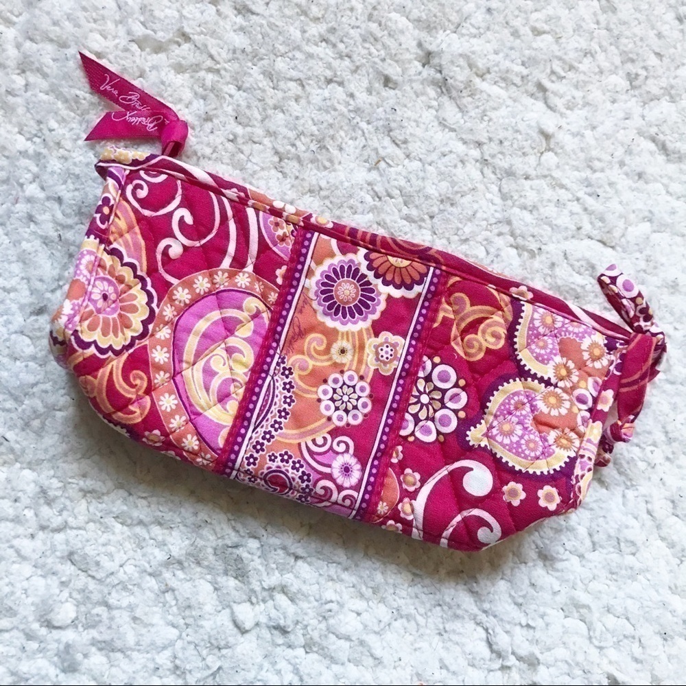 Vera Bradley Paisley/Floral Red, Orange, Yellow, White and Pink Print Small Bag